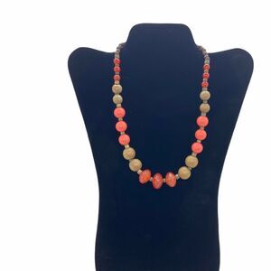 Robert Rose Necklace Statement Coconut Acrylic Wood Bead Necklace Retro Chic